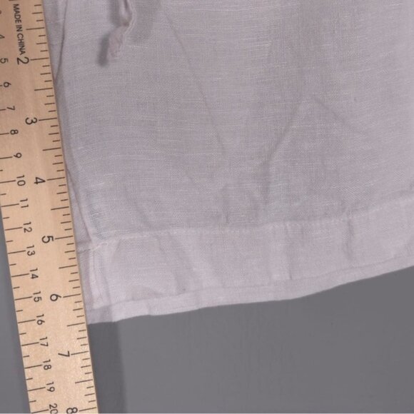 HALSTON 100 %‎ LINEN Women’s Shorts Coastal Tie Waist Pockets Light Beige LARGE - Picture 7 of 10